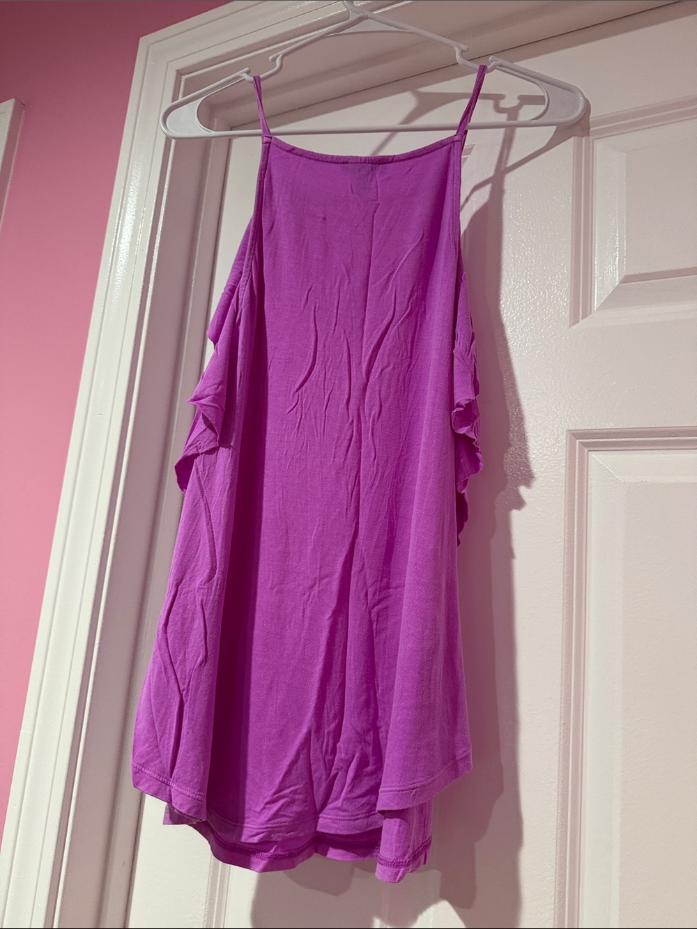 Express Magenta Ruffle Halter Tank - Picture 3 of 4